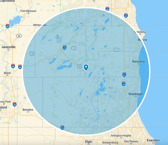 Unhitched Dumpster service area map across Southern Wisconsin and Northern Illinois